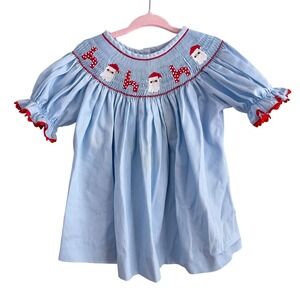 La Princess Vintage Chambray Dress Baby Girls 18M Scalloped Striped Blue USA New